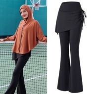 Plus Size Seluar + Skirt Sukan Casual High Waist Hiking Zumba Gym Netball Yoga Muslimah Sport Bootcu