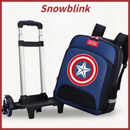 Beg Sekolah Troli 2/6 Roda Cartoon Kids Wheeled Schoolbag Rolling Backpacks Boys Trolley Bag 2/6Whee