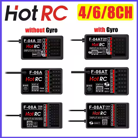 HOTRC 4CH 6CH 8CH Gyro Receiver F-04AT/F-06A/F-08A/F-08AT Voltage Return for CT-8A/CT-6B Transmitter