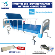 Manual Hospital Bed 1 Function (M01) + Mattress + Dining Table ( Katil Hospital 1 Fungsi )