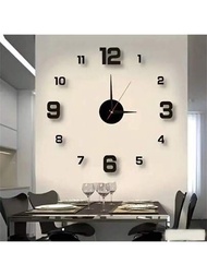 1入組大號夜光3D貼紙牆上鐘-靜音DIY鐘，適用於家居和辦公室裝飾