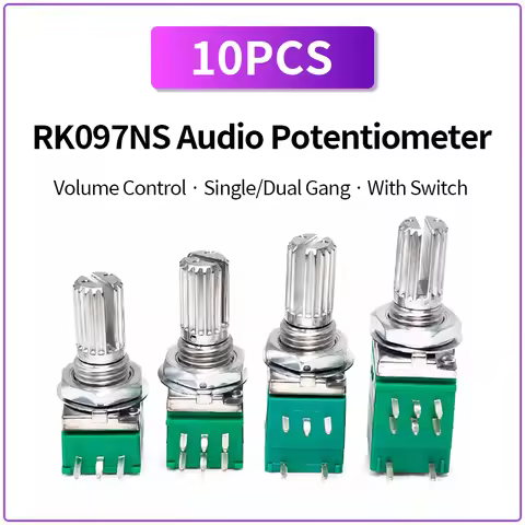 10PCS RK097NS Audio Potentiometer B5K 10K 20K 50K Single Dual Gang Volume Control Switch 3/5/6/8Pin