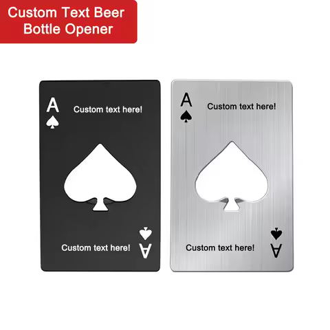 Poker Custom Text Beer Bottle Opener Personalized Name Card Beer Opener Stainless Steel Engraving Cu