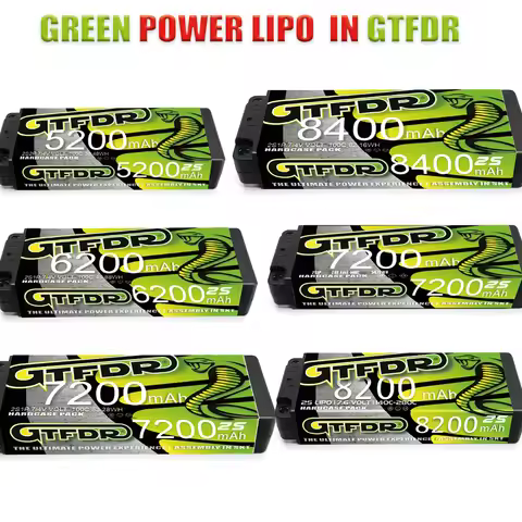 GTFDR 7.6V 7.4V 2S 5MM HV 5200MAH 6200MAH 7200MAH 8200MAH 8400MAH 100C 140C 150C Battery Rc Lipo 1/8