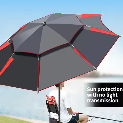 for Beach Parasol fishing umbrella shade 1.8-2.6m Double-Layer Fold Big Garden Parasol Windproof umb