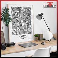 [Poster Only] Cairo Egypt Minimal Map Black and White Travel Tourism Art Large Poster Print / Wall A