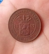 Coin Netherlandsch Indie 2 1/2 Cent Benggol 1 duit tahun 1857Kondisi sama seperti Fotonya t524