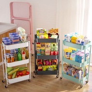 B2U Multifunction 3 Tier Trolley Storage Rack Foldable Trolley  Lockable Wheels Shelves Kitchen Rack