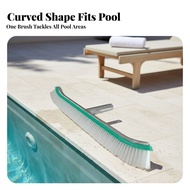 Curved Edge Pool Brush Dense Bristles Aluminum Pool Brush Pole Connector