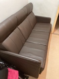 啡色皮梳化 3座位