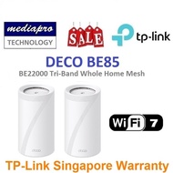 TP-LINK DECO BE85 2-Pack BE22000 Tri-Band Whole Home Mesh WiFi 7 System ( Pack of 2 ) - 3 Year Local TP-Link Warranty