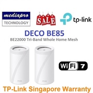 TP-LINK DECO BE85 2-Pack BE22000 Tri-Band Whole Home Mesh WiFi 7 System ( Pack of 2 ) - 3 Year Local