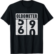 Men's cotton T-shirt 60th Vintage Birthday 60 Year Old Oldometer 59 60 Decoration T-Shirt