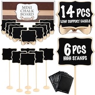 LotFancy 20 Pack Mini Chalkboard Signs with Support Easels and 10 Extra Stickers, Food Labels for Pa