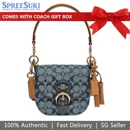 Coach Handbag In Gift Box Crossbody Bag Denim Signature Kleo Shoulder Bag 17 Denim Blue # C8512