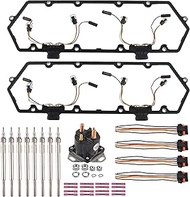 FGJQEFG Injector Glow Plug Harnesses + Valve Cover Gaskets + Relay Solenoid Compatible with 94-97 7.