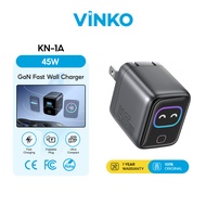 [Membership Gift] Vinko KN-1A 45W Wall Charger with Fun Screen Display for Phone 17 / 16 / 15