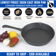 LOWEST PRICE! Cast Iron Pan Skillet 20cm - Preseasoned Heavy Duty Pan Non-Stick Pan High Heat Retention