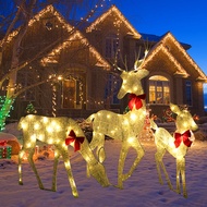 2026 Christmas Decoration Outdoor Light Up Deer Reindeer Iron Art 2D Deer Christmas Decor Light Up B