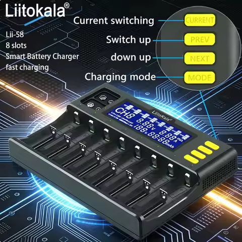 LiitoKala Lii-S8 Universal Battery Charger for 18650 3.7V Li-ion NiMH 1.2V 9V Li-FePO4 3.2V IMR 3.8V