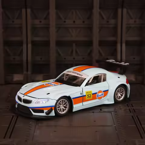 CCA 1:24 BMW Z4 GT3 Gulf Oil Edition Alloy Rally Racing Model Car Decoration Door and Hood can open 