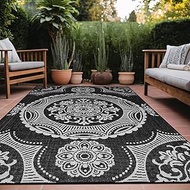 Luul Home Medallion Outdoor Rug 8x10 Washable Outside Carpet for Indoor Patio Porch Waterproof Easy 