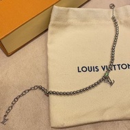 代購 法國精品Louis Vuitton LV NANO BEADS銀色小圓珠字母時尚百搭手鍊 項鍊