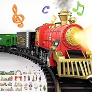 Train Set for Kids 3-5 4-7, Classic Christmas Electric Train Toys Set with Steam Locomotive Engine, 