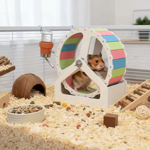 Animal Plastic Hamster Running Wheel Silent Stable Base Rodent Running Wheel 21cm Colorful Pet Hamst