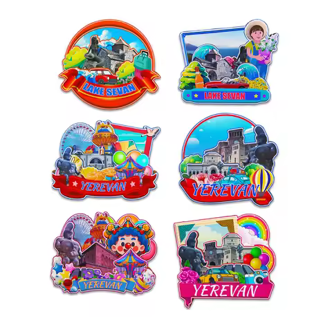 Decorative Magnets for Yerevan Lake Sevan Armenia City Landmark Travel Souvenirs 3D Wooden Fridge St