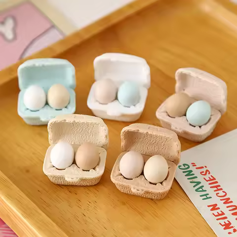 3 Boxes Dollhouse Simulation Eggs Miniature Mini Eggs With Tray Dollhouse Kitchen Accessories Model 