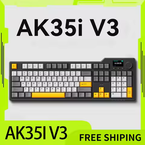 Ajazz Ak35i V3 Mechanical Keyboard Wireless Customized Three-Mode Tft 2.4g Macro Keyboard For Gamer 