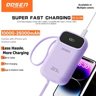 DOSEN Powerbank fast charging Y342 PD22.5W Portable 10000mAh 20000mAh 25000mAh with three wires