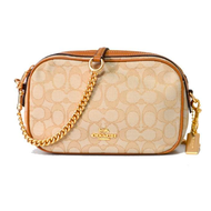 กระเป๋าสะพาย COACH แท้ กระเป๋าผ้า ลาย Signature มีสายยาว ทรงน่ารักมาก COACH 28959 ISLA CHAIN CROSSBODY IN SIGNATURE JACQUARD LIGHT KHAKI