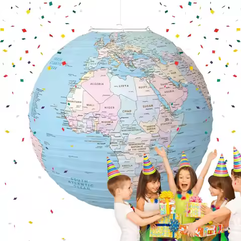 Creative World Map Lantern Earth Day World Map Earth Globe Ornament Portable Theme Party Decoration 
