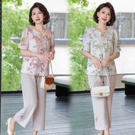Outfit Set Women Co Ord Set Clothes Ladies Suit 2 Piece For Mother's clothes Thin Summer Short Sleev
