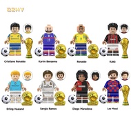 Football Star Player Ramos Kaka Haaland Messi Ronaldo Mini Building Blocks Figure Toys Gift for Chil