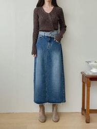 Odd eye 韓國秋季牛仔中長裙