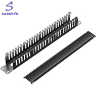 greatbuy666-1U Network Cable Management Horizontal Vertical Mount 19 Inch Server Rack 24 Slot 48 Por