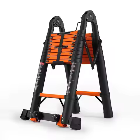 20.3 FT Telescoping A Frame Ladder, 10 Step, ANSI Certified, Type I Heavy Duty, 330lbs Max Capacity,