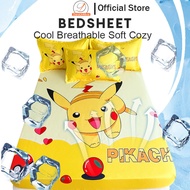 Cool Bedsheet Cute Pikachu Cooling Yellow Cold Fitted Bedsheet Cartoon Crayon Shin-chan Strawberry b