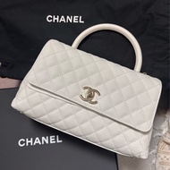 Chanel 白色淡金釦 coco handle 芯片款
