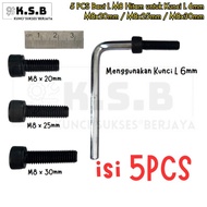 5 PCS Black M8 L Bolts for 6mm M8x20mm L-Wrench M8x25mm/ M8x30mm/
