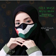 🎯Free Gift🎯Jovian Face Mask Palestine✌ Muslimah tie back ikat belakang washable reusable mask kain