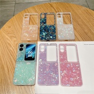 Korean Simple Senior Glitter Shell Lines Phone Case for OPPO Find N2 FLIP findn2 flip Find N2 Flip Shockproof Back Cover