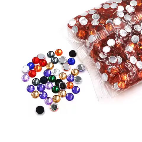 Big Bag Wholesale 6mm / 8mm / 10mm / 12mm / 15mm High Quality Round Acrylic Flatback Sew On Rhinesto