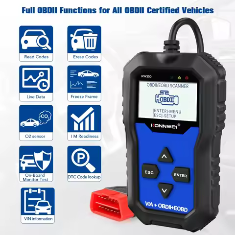 KONNWEI KW350 OBD2 Car Scanner Professional Code Reader Scanner OBD2 Auto diagnostic Tool for AUDI/S