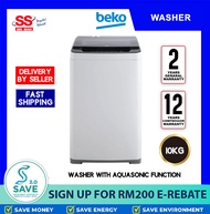 【 SAVE 3.0 VOUCHER 】 BEKO BTU1008W WHITE 10KG BLack GLass Soft CLose Lid Washing Machine | MESIN BAS