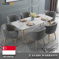 OURFT Dining Table Set Marble Dining Chair Restaurant Table Living Room