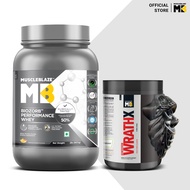 MuscleBlaze Biozorb Performance Whey Protein, Magical Mango, 2lbs & Pre Workout WrathX, Fruit Fury, 